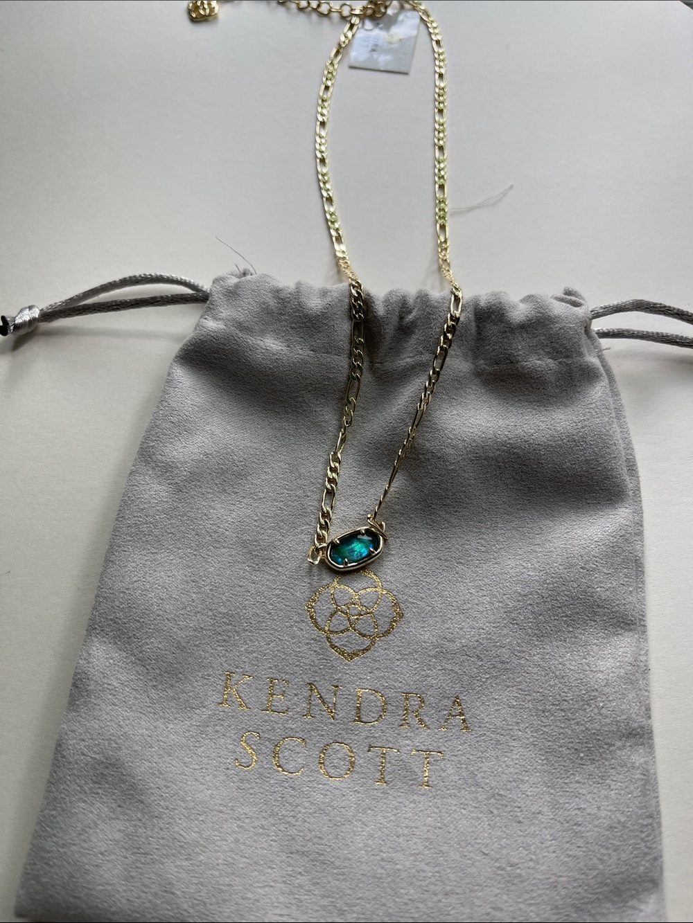 Kendra Scott Gold Necklace with Teal Oval Stone - Picture 5 of 5